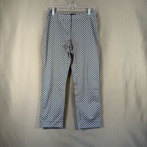 Topshop Floral Cropped Pants Trousers Casual Blue Tan Preppy Women’s US 4